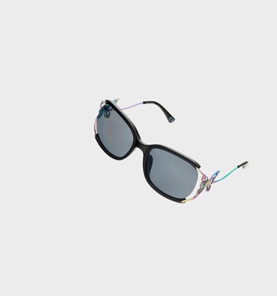 Black Betsey Johnson Beautiful Butterfly Women's Sunglasses | JIRM-75014