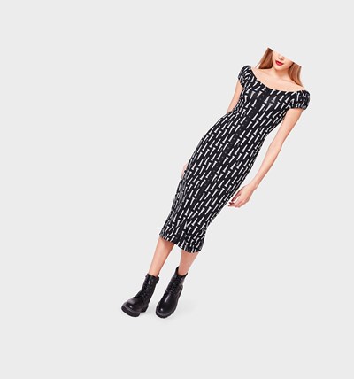 Black Betsey Johnson Betseys Vintage Inspired On-off Shoulder Women's Dresses | QGKZ-02593