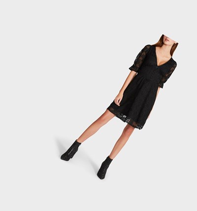 Black Betsey Johnson Bouquet Mesh Mini Women's Dresses | HDSI-28436
