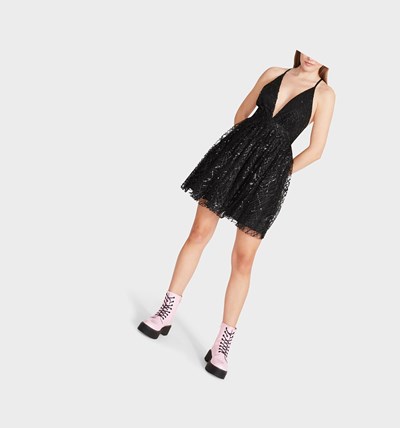 Black Betsey Johnson Caught In A Web Mini Women's Dresses | RSGL-06798