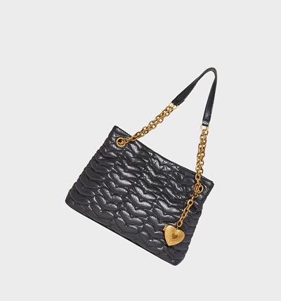 Black Betsey Johnson Heartbreak Quilted Women's Tote Bags | HGQC-85672