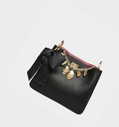 Black Betsey Johnson Locket Up Bucket Bag Women's Crossbody Bags | DMTO-76509