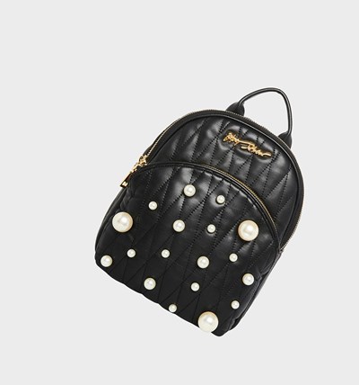 Black Betsey Johnson Pretty Pearl Mini Women's Backpack | EUCS-95204