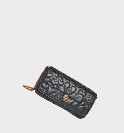 Black Betsey Johnson Quilted With Skull Women's Crossbody Bags | KMSI-90327
