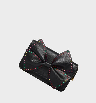 Black Betsey Johnson Rainbow Lite Bow Women's Crossbody Bags | EYVZ-24306