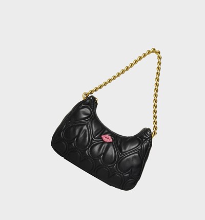Black Betsey Johnson Smooches Women's Shoulder Bags | WEVY-96081