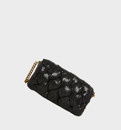 Black Betsey Johnson Snake Woven Women's Crossbody Bags | UAOB-37489