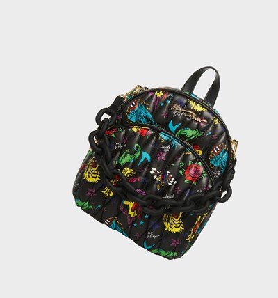 Black Betsey Johnson Tattoo Print Midi Women's Backpack | LRGY-50637