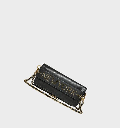 Black / White Betsey Johnson New York State Of Mind Clutch Women's Crossbody Bags | JTOS-58941