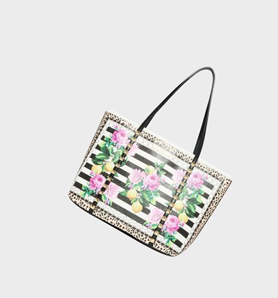 Black / White Betsey Johnson Seeing Stripes Women's Tote Bags | NAWX-37289