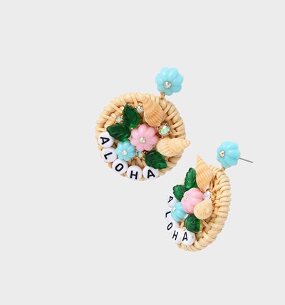 Blue Betsey Johnson Island Time Aloha Women's Earrings | KAZR-61457