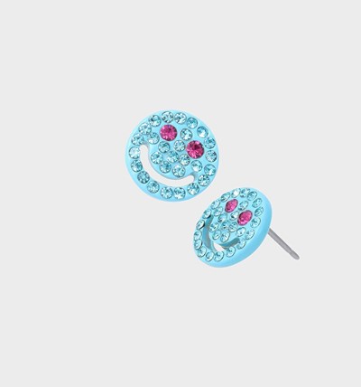 Blue Betsey Johnson One Love Smile Studs Women's Earrings | BFNS-12850
