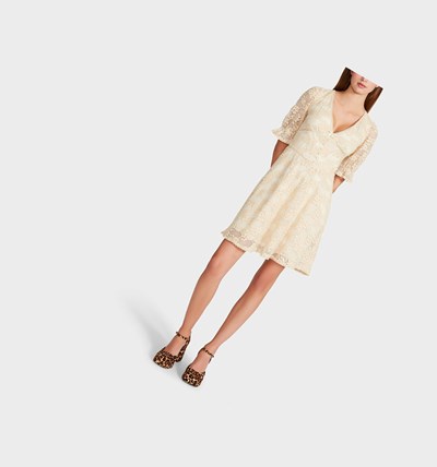 Cream Betsey Johnson Bouquet Mesh Mini Cream Women's Dresses | NFRL-52790