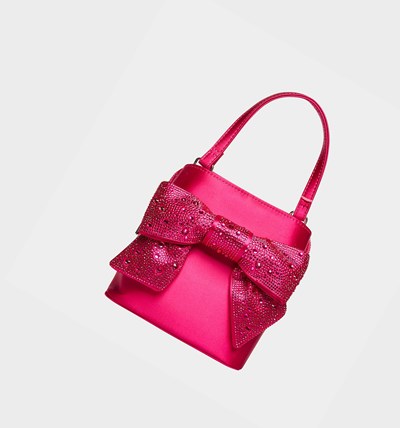 Fuchsia Betsey Johnson Glitteratzi Bow Top Handle Bag Women's Crossbody Bags | BERP-12509