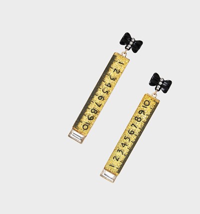 Gold Betsey Johnson Back To Cool Ruler Drop Women's Earrings | ZTIE-40359