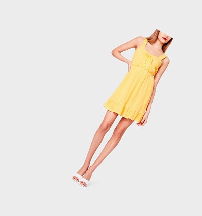 Gold Betsey Johnson Golden Dream Lace Up Women's Dresses | PZRY-01846