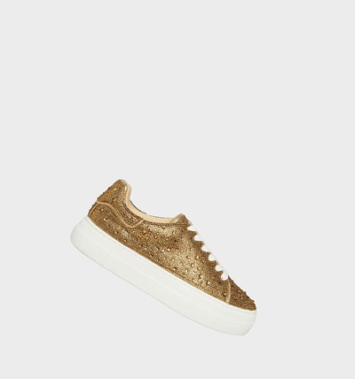 Gold Betsey Johnson Sidny Women's Sneakers | ORIA-25837