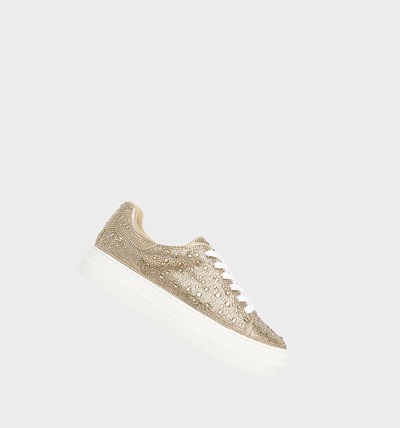 Gold Betsey Johnson Sidny Women's Sneakers | ZSXP-28460