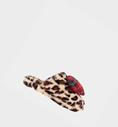 Leopard Betsey Johnson Cozy Heart Women's Slippers | UVBY-17296