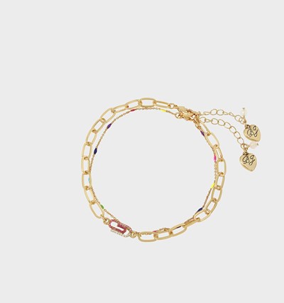 Multicolor Betsey Johnson Back To Cool Paper Clip Anklet Set Women's Bracelets | JCWM-01375