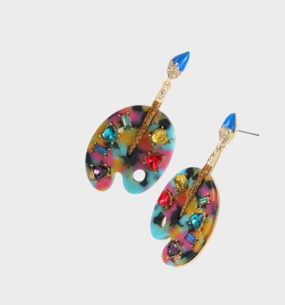 Multicolor Betsey Johnson Back To Cool Paintbrush Drop Women's Earrings | TQNO-21063