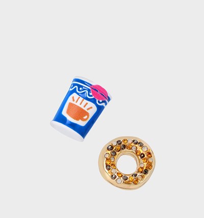 Multicolor Betsey Johnson Coffee/Bagel Mm Stud Women's Earrings | HCOJ-89570