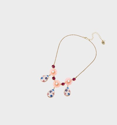 Multicolor Betsey Johnson Enchanted Flower Drop Pastel Women's Necklaces | STLN-87193