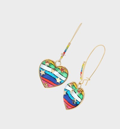 Multicolor Betsey Johnson One Love Heart Hook Women's Earrings | HGKW-30185