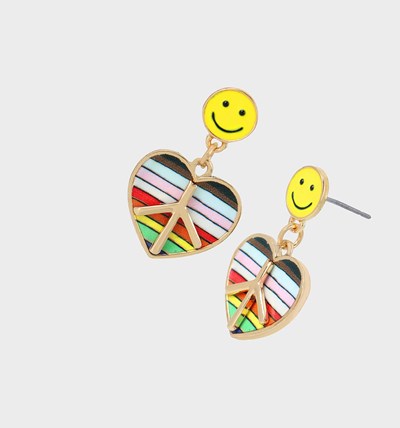 Multicolor Betsey Johnson One Love Heart Peace Women's Earrings | LTGI-17205