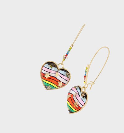 Multicolor Betsey Johnson One Love Heart Hook Women's Earrings | QFZV-70538