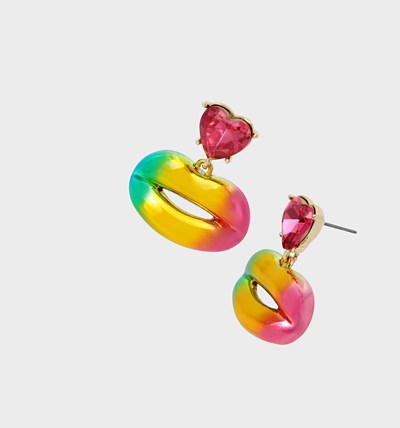 Multicolor Betsey Johnson One Love Lip Drop Women's Earrings | FGNJ-79148