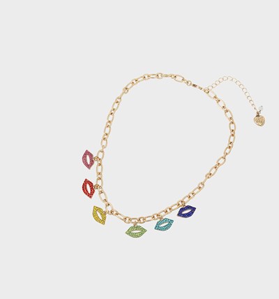 Multicolor Betsey Johnson One Love Lips Women's Necklaces | GSBN-28674