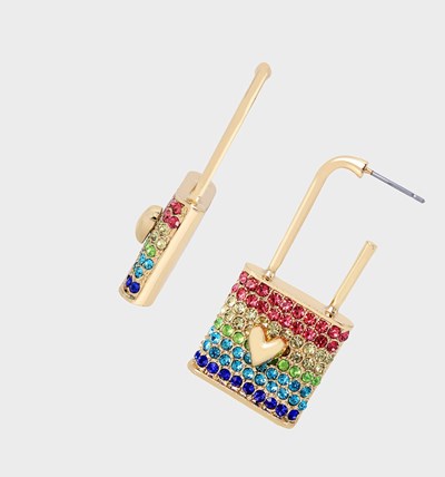 Multicolor Betsey Johnson One Love Lock Women's Earrings | AIUP-10472