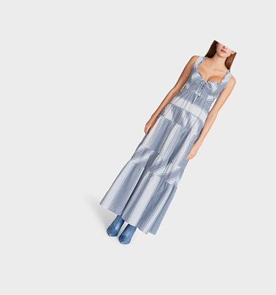 Multicolor Betsey Johnson Stripes At Play Maxi Women's Dresses | IMJS-01948
