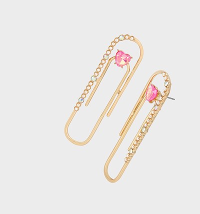 Pink Betsey Johnson Back To Cool Paper Clip Women's Earrings | OBJQ-45817