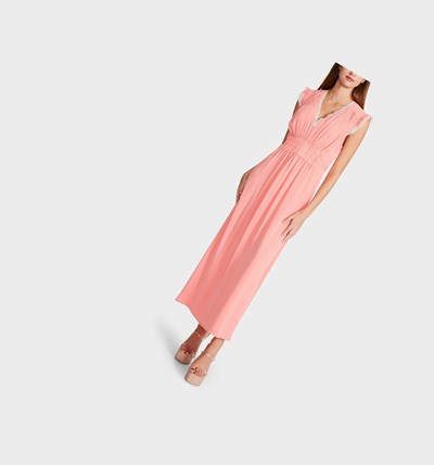 Pink Betsey Johnson Boudoir Tie Back Midi Women's Dresses | IOLD-25318