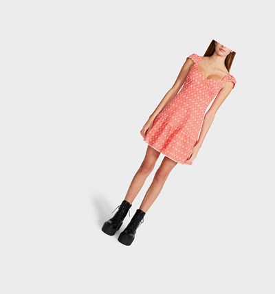 Pink Betsey Johnson Ditsy Eyelet Bustier Mini Women's Dresses | MTRN-09382