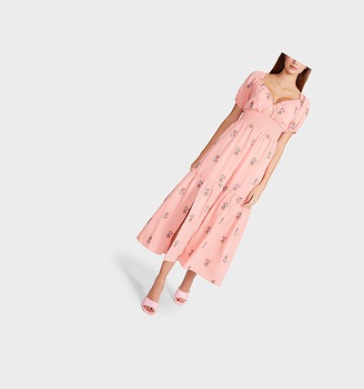 Pink Betsey Johnson Forever Floral Midi Women's Dresses | PJMO-56024