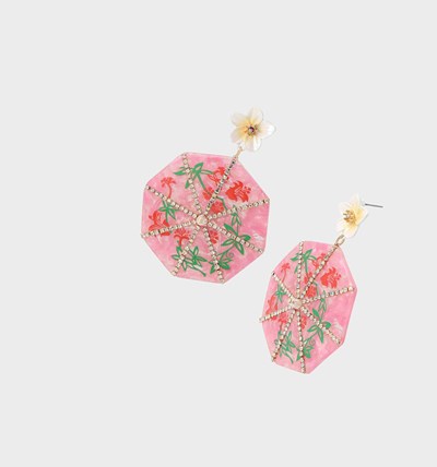 Pink Betsey Johnson Island Time Umbrella Drop Women's Earrings | DOJX-91864