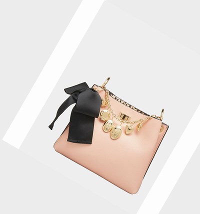 Pink Betsey Johnson Locket Up Bucket Bag Women's Crossbody Bags | FXPH-52834