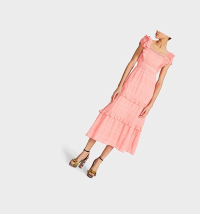 Pink Betsey Johnson Lovely Layers Maxi Women's Dresses | MAJH-18245