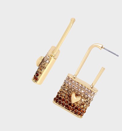Pink Betsey Johnson One Love Lock Women's Earrings | YVAX-46521