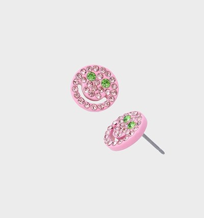 Pink Betsey Johnson One Love Smile Studs Women's Earrings | WITQ-06879