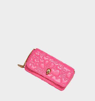 Pink Betsey Johnson Quilted With Skull Women's Crossbody Bags | EJAO-91872
