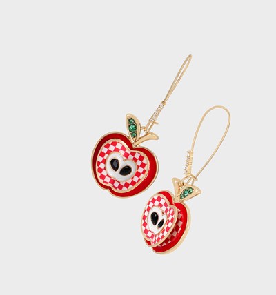 Red Betsey Johnson Back To Cool Apple Hook Women's Earrings | XREG-46591