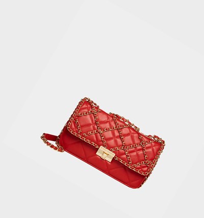 Red Betsey Johnson Chains Of Love Women's Shoulder Bags | EOUX-24693