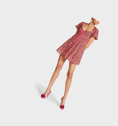 Red Betsey Johnson Dancing Ditsy Floral Mini Women's Dresses | ILEP-34186
