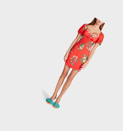 Red Betsey Johnson Fire Flower Mini Women's Dresses | BYCM-28079