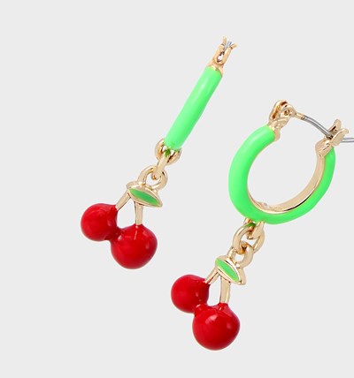 Red Betsey Johnson Island Time Cherry Huggies Women's Earrings | QYHL-92165