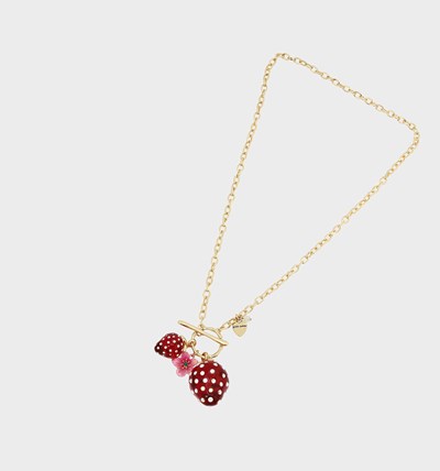 Red Betsey Johnson Island Time Strawberry Women's Necklaces | ELXI-24370